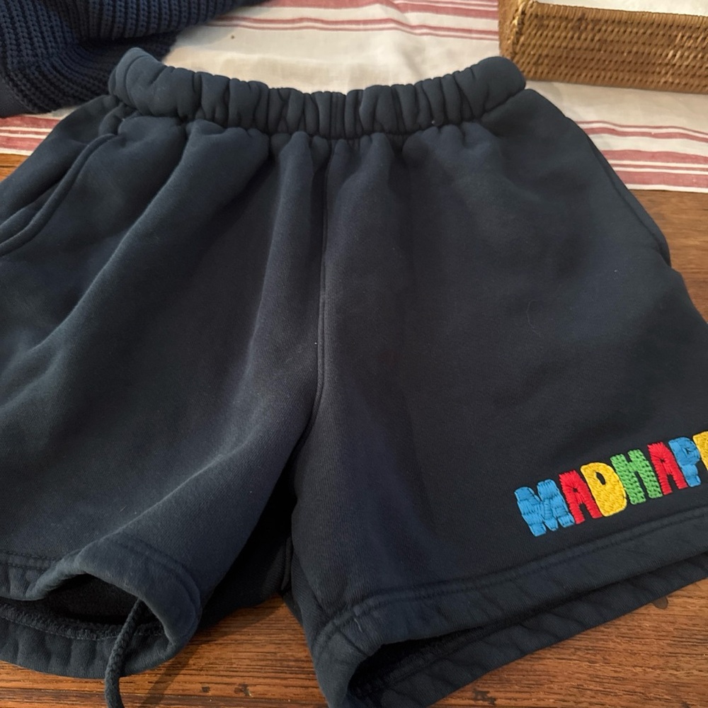 Madhappy Navy Shorts with Rainbow Logo Embroidery